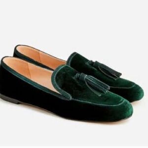 NWT J.Crew Marie tassel loafers in velvet size 6.5 spruce no box